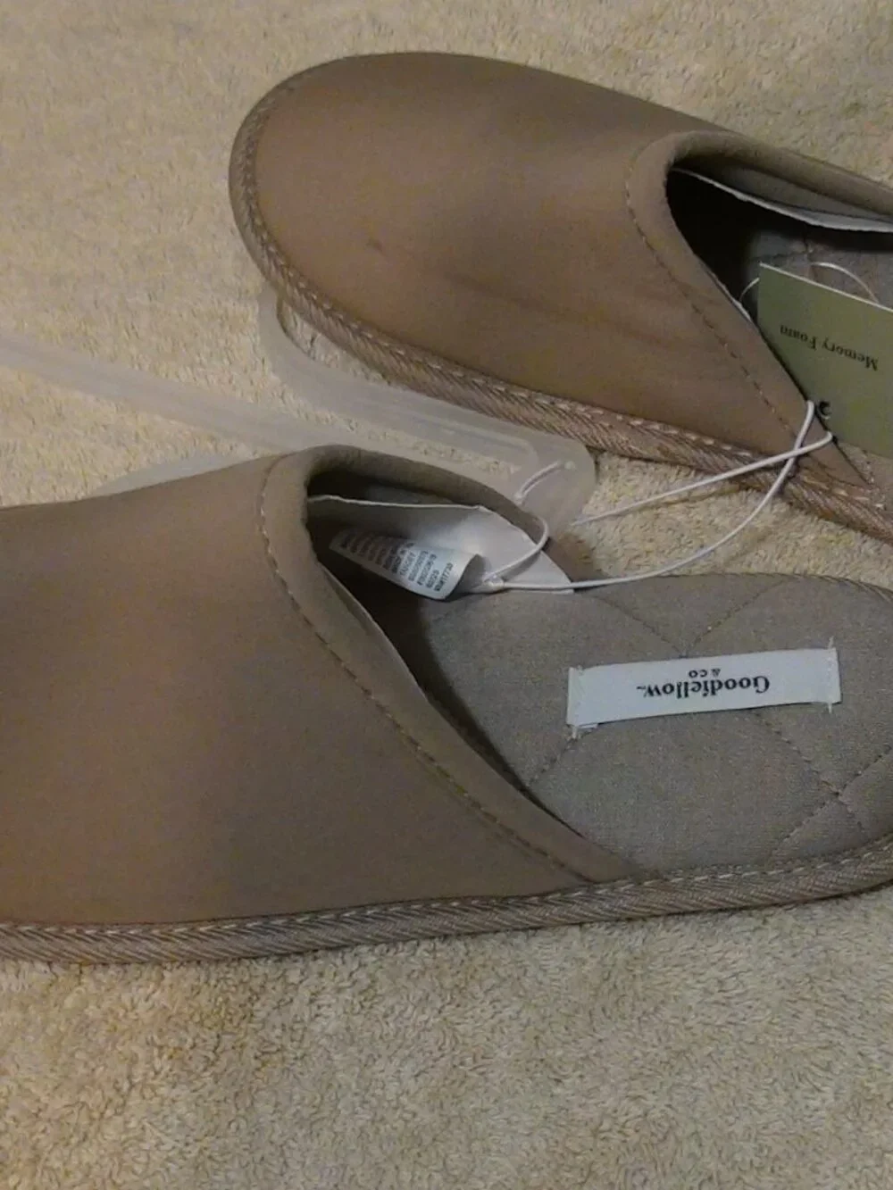 Men's Beau Scuff Slippers Goodfellow & Co Memory Foam M 9/10 Beige